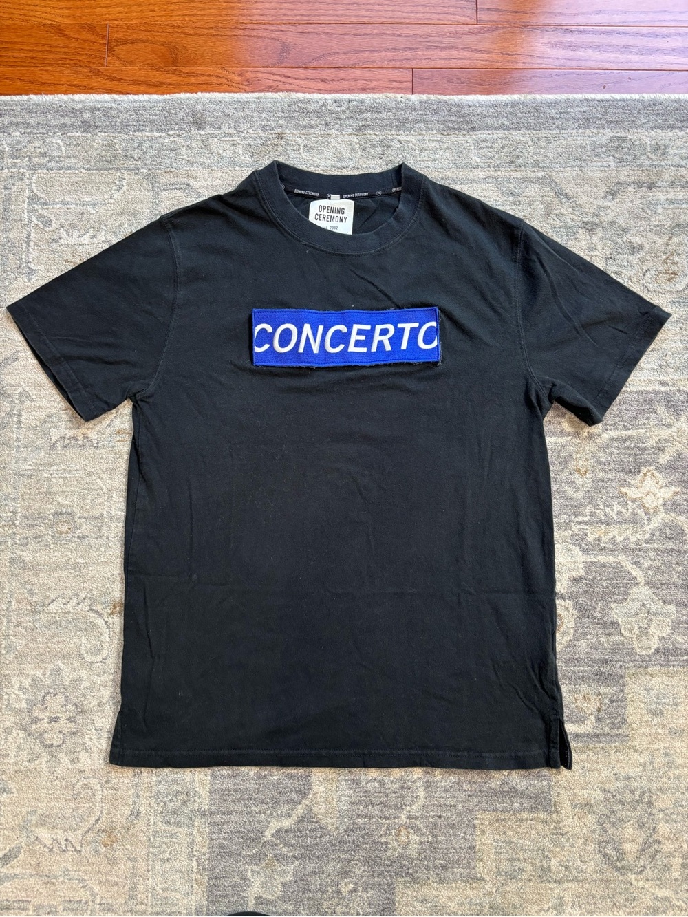 Opening Ceremony CONCERTO Graphic T-Shirt Black Blue Size S Y2K Designer